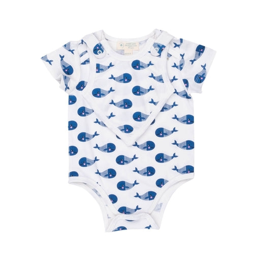 Smart Short Sleeve Baby Bodysuit - Blue Whale