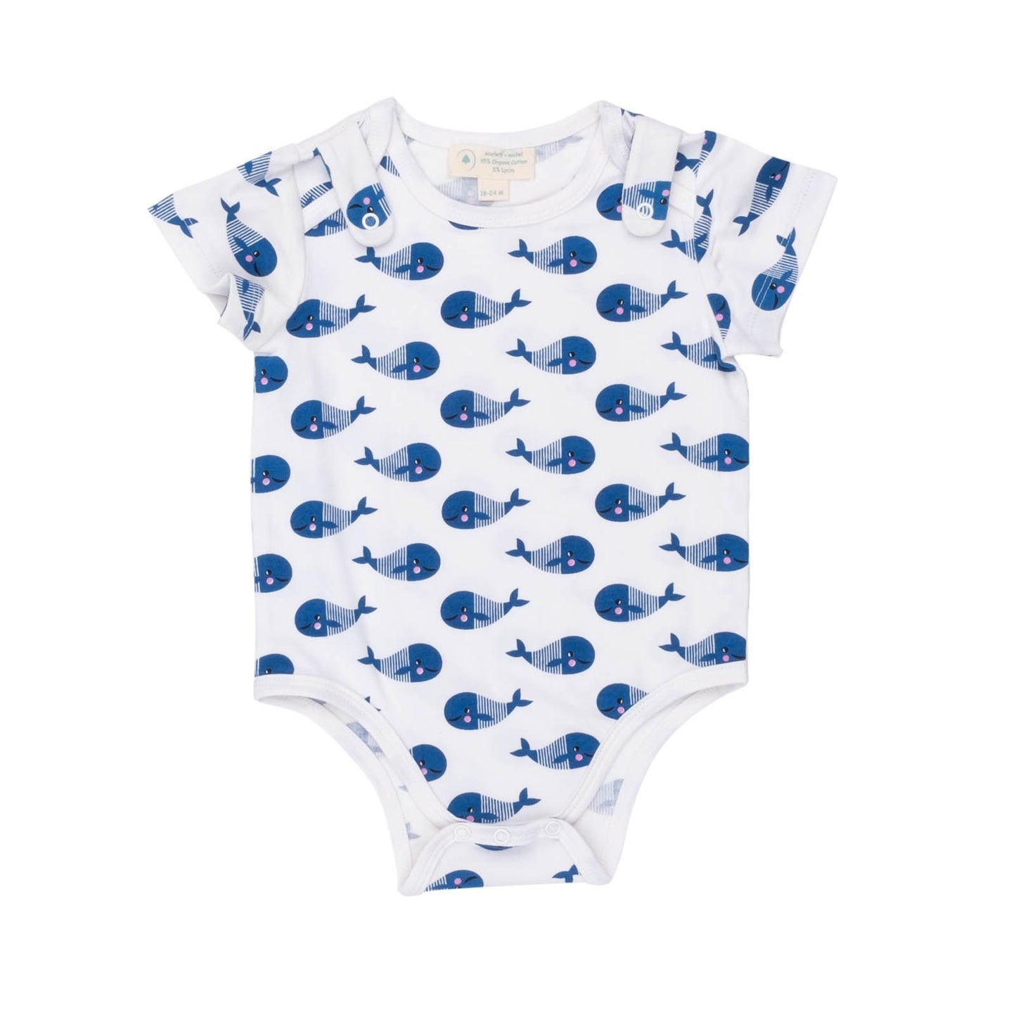 Smart Short Sleeve Baby Bodysuit - Blue Whale