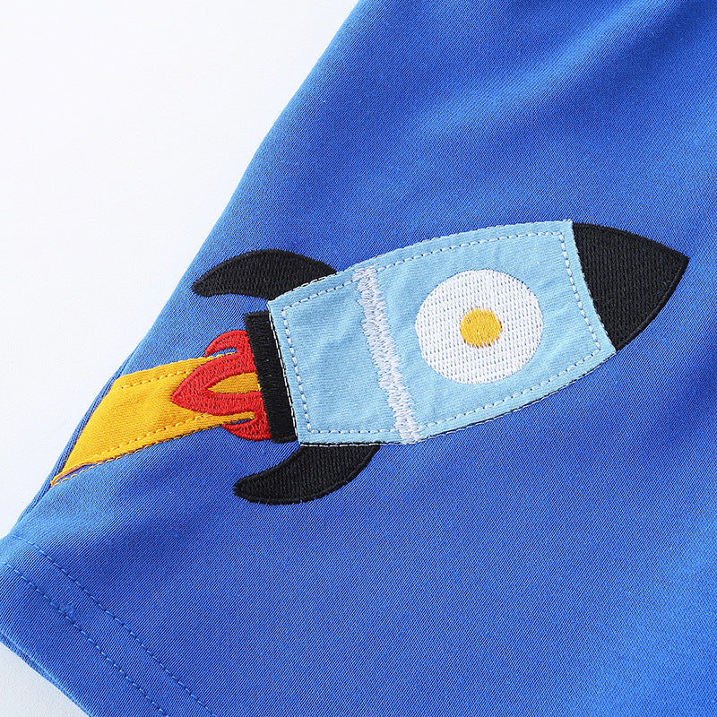 Summer Arrival Kids Baby-Boys Cotton Casual Style Cartoon Rocket Pattern