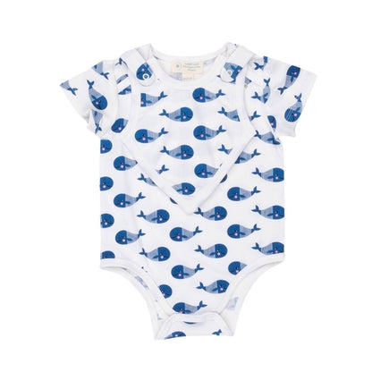 Smart Short Sleeve Baby Bodysuit - Blue Whale