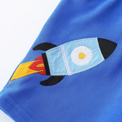 Summer Arrival Kids Baby-Boys Cotton Casual Style Cartoon Rocket Pattern