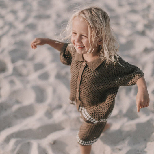 Summer Baby Kids Casual Simple Hollow Out Short Sleeves with Top